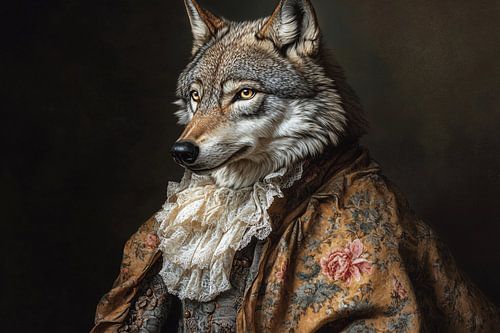 Klassiek wolf portret in kleding