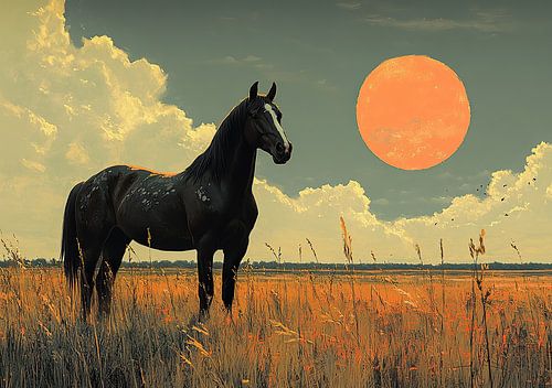 Paard "De koning van de open ruimte"