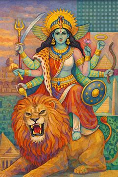 Hindu Goddess Durga painting. by Johannes
