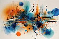 Abstract Painting - Blue Orange Lively and Dynamic