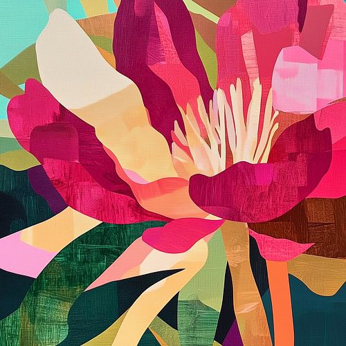 Fleur rayonnante dans une composition ludique