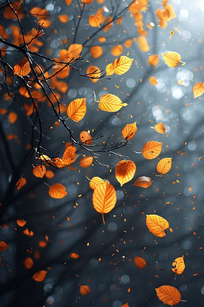 Fallende Herbstblätter im Wald von Imperial Art House