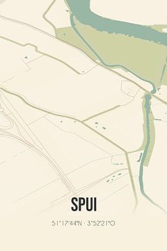 Vintage landkaart van Spui (Zeeland) van MijnStadsPoster