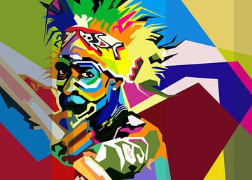 Asmat Papoea Man Pop Art WPAP van Fariza Abdurrazaq