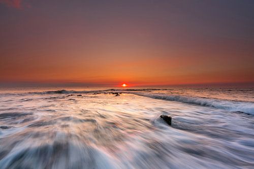 Texel pier strand paal 15 Long Exposure Zonsondergang