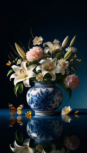 Klassieke ronde vaas : Delfts blauw porselein