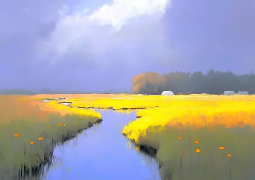 Ruisseau traversant la prairie dorée