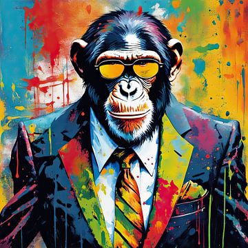Pop-art Schimpanse 05.2 von Blikvanger Schilderijen