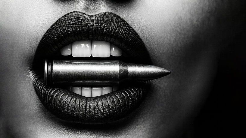 Power of Silence - Lips with Bullet by Retinas images