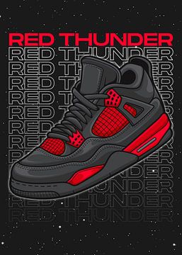 Air Jordan 4 Retro Rood Donder Sneaker van Adam Khabibi
