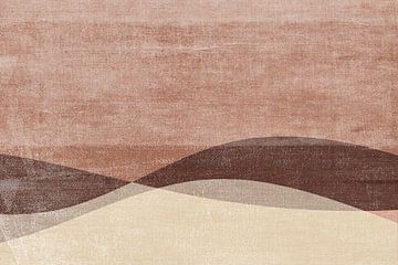 Japandi zand, terracotta, bruin abstract landschap van Dina Dankers