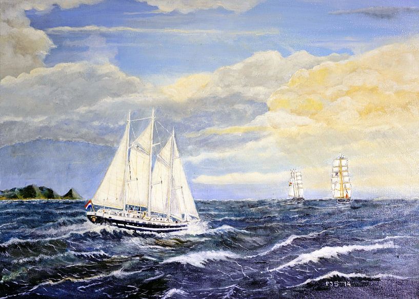 Zeilschip de Eendracht. van Pieter Johannes Schenk