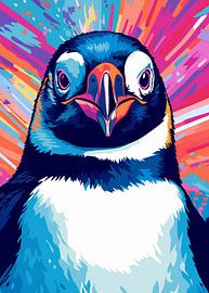 Pinguin Tier Pop Art Farbe Stil von Cross