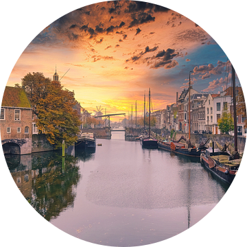 Delfshaven bij zonsondergang