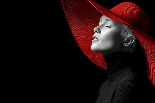 woman with red hat