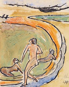 Max Pechstein, Baigneurs sur la jetée, vers 1912