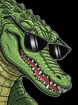 Krokodilkopf mit Sonnenbrille Illustration