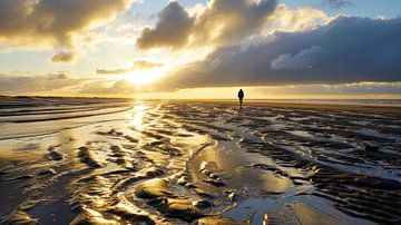 Alone on the Wadden Sea mudflats by Vlindertuin Art