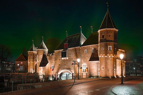 Koppelpoort Amersfoort front with Northern Lights, Aurora