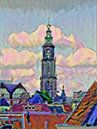 Vrolijk schilderij van de Martinitoren: de skyline van Groningen van Slimme Kunst.nl thumbnail