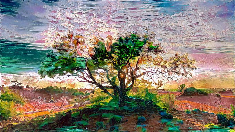Schilderij van de  zonsopkomst in de Australische Outback van Henk van Dijk