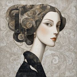 Woman Portrait | Abstract Woman with Earring by Art Whims