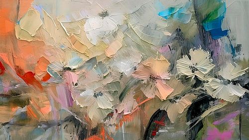 Peinture abstraite de fleurs dans des tons pastel