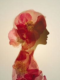 Dubbele Belichting met Bloemenportret – Artistieke Fine Art Wanddecoratie