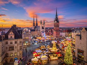 Coucher de soleil à Halle (Saale), Allemagne