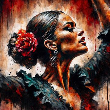 Aquarell Flamenco-Tänzerin #5 von Chromatic Fusion Studio