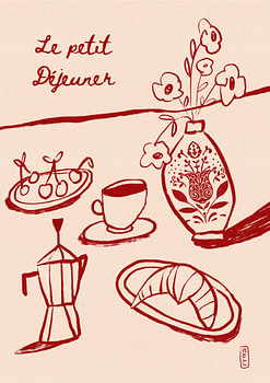 Affiche du Petit Déjeuner en rouge