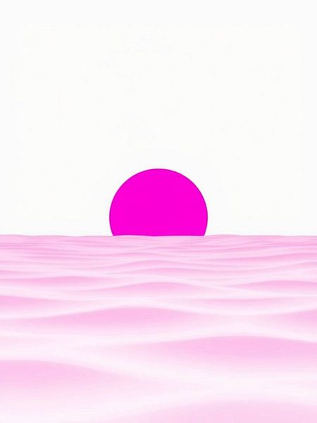 Soleil magenta néon se levant sur un paysage de dunes du désert rose pastel par Artistic