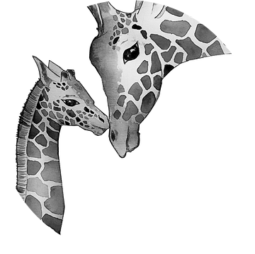 Girafe Twee Dieren van Wijaki Thaisusuken
