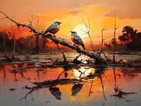 birds in sunset