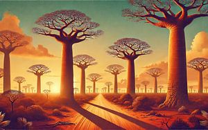 Vintage Madagaskar Baobabs Poster, Madagaskar