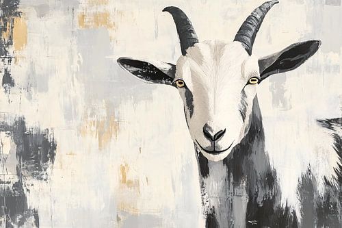 Minimalistisch geitenschilderij in grijstinten