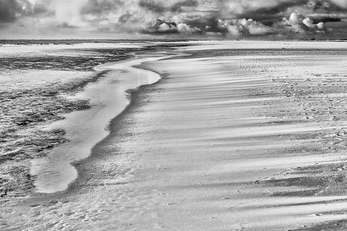 Coastal landscape black and white angry corner Goeree-Overflakkee by eric van der eijk