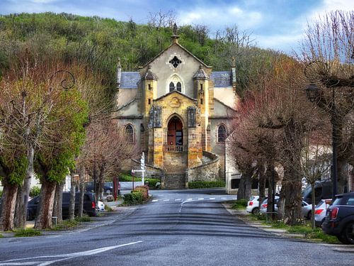 Het stadscentrum van Hérisson (kleur)