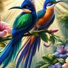 Oiseaux de paradis tropicaux avec fleurs sur Ellen Van Loon