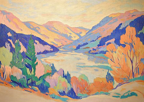 Fauvistische horizonten: bergen in bloei