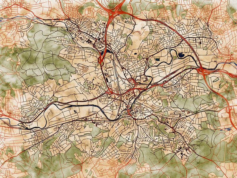 Map of Wetzlar with the style 'Serene Summer' by Maporia