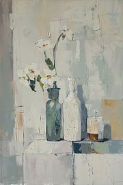 Serene Vase Silhouette van Abstract Schilderij