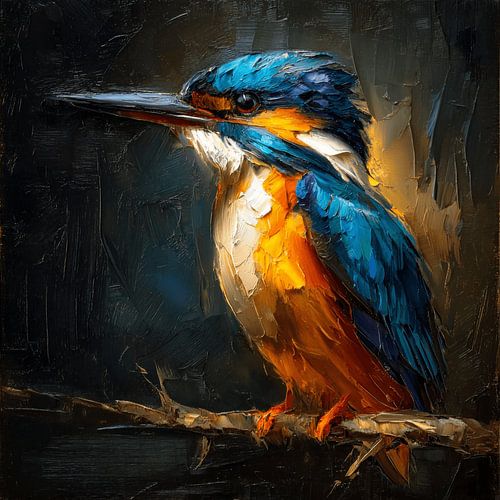 Stimmungsvolles Eisvogel-Gemälde in Öl