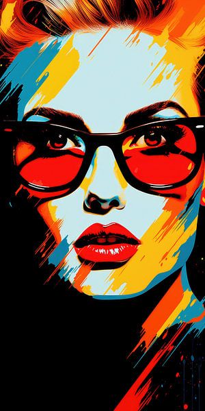 Hele mooie vrouw in abstract kleuren portrait van Art Bizarre