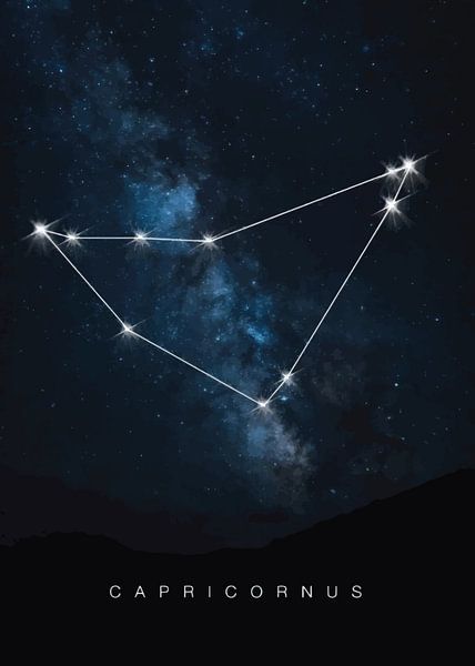 The Ambitious Mountain Goat: Capricorn Constellation Poster by Himler Razan