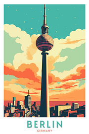 Der Berliner Fernsehturm bei Sonnenuntergang | Deutschland-Poster von Minimal Blue