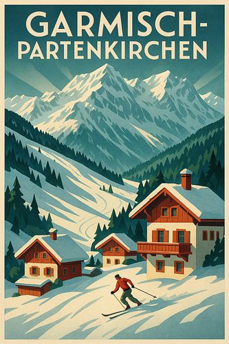 Affiche de voyage de Garmisch-Partenkirchen - Vintage Ski Resort Art sur Travel Shop