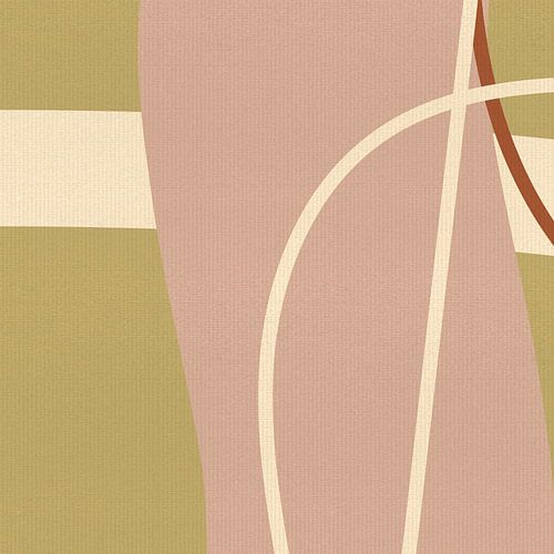 Abstracte lijnen in beige, terra, wit en roze V