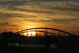 Sunset over the Port of Hamburg
