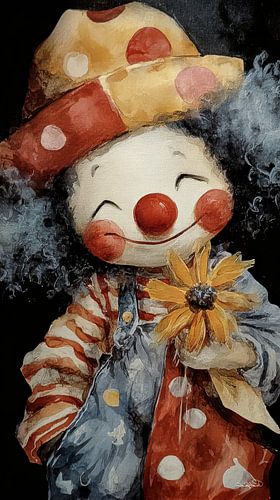 happy clown in aquarel